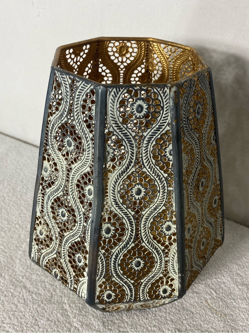 Hometrends Laser Cut Metal Vase Gold Boho Filigree Candle Holder Lantern